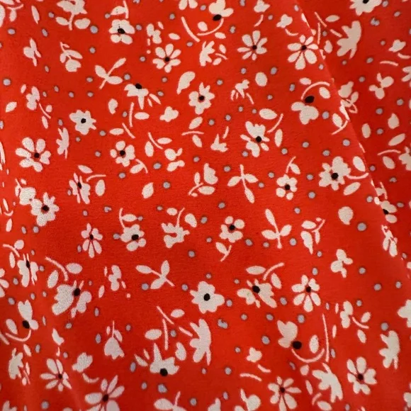 Sienna Sky Red Floral Mini Skirt Ruffle Hem Flowy Elastic Waist Spring - Picture 2 of 5